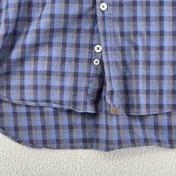 Billy Reid Shirt Men L Blue Check Button Down Long Sleeve Made Italy Lightweight - Picture 4 of 8